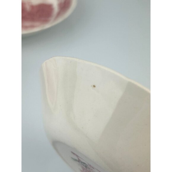 Royal Swan Historic Castle Bundle of 3 Bowls Saucer Red Transferware VTG England - Picture 6 of 16